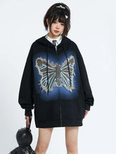 Lunivop Vintage Women Y2K Hoodies Bufferfly Loose Long Sleeve Streetwear Sweatshirts Harajuku Casual Fall Lady Retro American Tops