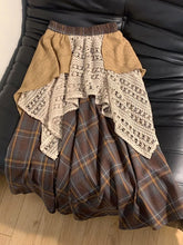 Lunivop High Waist Sweet Y2k Women Vintage A-Line Skirt Korean Mori Girl Style Plaid Patchwork Irregular Skirts Prairie Chic