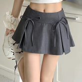 Lunivop Balletcore Mini Skirt with Bow Low Rise Boxy Pleated Short Skirt Miniskirt Summer Y2K 90s Cute Outfit