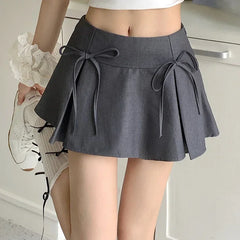 Lunivop Balletcore Mini Skirt with Bow Low Rise Boxy Pleated Short Skirt Miniskirt Summer Y2K 90s Cute Outfit