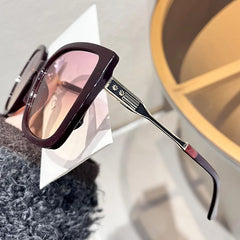 Lunivop 1pc Women's Large Square Frame Fashion Sunglasses - Stylish Gradient Purple Lens with Tortoiseshell Pattern