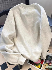 Lunivop Cute Cake Print Sweatshirt Women Long Sleeve Loose Japan Kawaii Pullovers Fall Preppy Style O Neck Vintage Casual Sweet New Tops