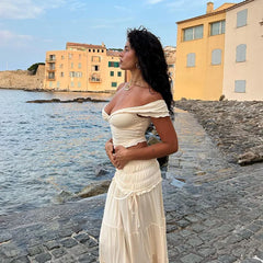 Lunivop Off The Shoulder Sleeveless Cross Ruffles Women'S Tops Tshirts Solid Slim Summer Streetwear Fashion Casual Clothing