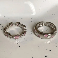 Lunivop Love Heart Pink Zircon Ring For Women Girl Gift Y2K Cute Korean Jewelry Dropshipping