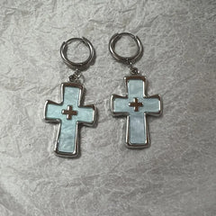 Lunivop Stainless steel large cross earrings