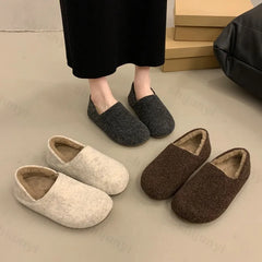 Lunivop Loafers Fur Woman Shoes Slip-on Dress Flats Winter New Moccasin Shoes Retro Slip on Flat Shoes for Women Zapatos De Mujer