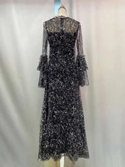 Lunivop Women's Printing Design Dresses Round Neck High Waist Long Sleeve Slim Elegant Dress Female Autumn 2025 New