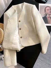 Lunivop Slim Elegant Tweed Jacket Women Vintage Long Sleeve Sweet Short Coat French Casual Vintage Lady V Neck Single Breasted Tops