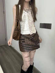 Lunivop Heavy Vintage Patchwork All-match Vest for Women Summer New Slim Waist Tank Top Y2k Fashion Street Sleeveless Tops Mujer