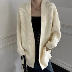 Lunivop Open Front Knit Cardigan Sweater Women Cozy Plain Shrug Cardi Longline Sweater Jacket Fall Winter Casual Chic Outfit