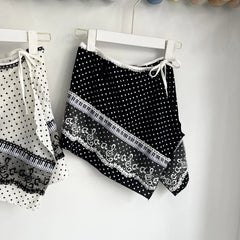 Lunivop Minority Panelled Lace Polka Dot Skirts One-piece Lace Up Korea Chic Ins Slim Faldas Streetwear Design New Fart Curtain