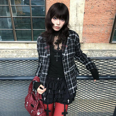 Lunivop Y2k Gothic T Shirt Women Hollow Out Patchwork Vintage Crop Tops Streetwear American Retro Grunge Tops Aesthetic Tshirt