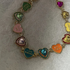 Lunivop Fashion Color Love Drop Oil Enamel Bracelet Female INS New Design Cute Heart Candy Color Bracelet
