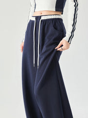 Lunivop Women Loose Vintage Sweatpants High Waist Casual Pockets Wide Leg Pant Streetwear High Quality Retro American Gray Pants