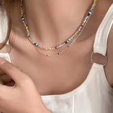 Lunivop New Colorful Beads Choker Necklace Korean Fashion Simple Colorful Collar Short Chain Handmade Female Necklace Women Girl Jewelry