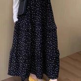 Lunivop Skirts For Women's Vintage Floral Saia High Waist A-line Loose Black Jupe Fashion Sweet Long Skirt
