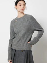 Lunivop Streetwear Gray Sweaters Women Long Sleeve Vintage O Neck Love Zipper Knitted Cardigan Casual Retro Korean Female Tops Fall