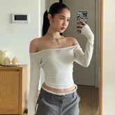 Lunivop Diamond Rhinestone Knit Rib Off The Shoudler Backless Stretch Hollow Out Tank Crop Top T Shirt Casual Streetwear Outfit