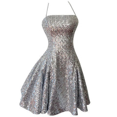 Lunivop Fashion Women's Hanging Straps Around The Neck Dress Sleeveless Bustier Sequin Female Party Dress New Tide