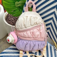 Lunivop Sweet Cute Y2k Backpacks Women Harajuku Nylon Patchwork Chic Casual Mini Backpack Female Preppy Style Mochila Aesthetic