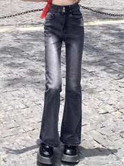 Lunivop Female High Waist Streetwear Bell Bottom Jeans Women Vintage Denim Flare Pants Girls Gothic Y2k Gray Boot Cut Trousers Plus Size