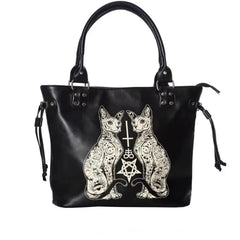 Lunivop Large Capacity Black Tote Bag Women High Street Lolita Gothic Leather Y2k Grunge Handbag Female Punk Dark Shoulder Bags