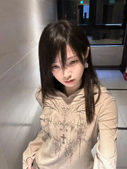 Lunivop Gothic Print Graphic Tops Hoody Long Sleeve Y2k Aesthetics Vintage Crop Tops Streetwear 2000s Japanese Grunge Tee Tops