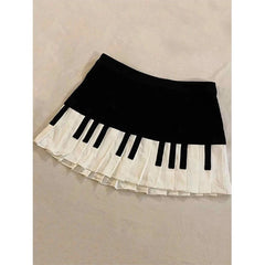 Lunivop Preppy Style Pleated Skirts Women Black White Spliced Mini Skirt Harajuku Korean Fashion High Waist A- Line Short Skirt