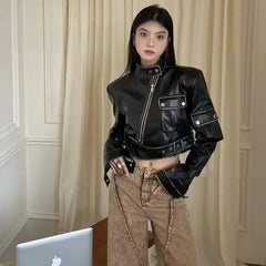 Lunivop Niche Fashion American High Street Biker Jackets Harajuku Y2k Fashion Popular High Waist Sweet Cool Coats Punk Harajuku Clothes