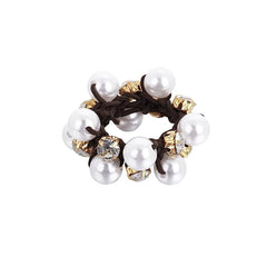 Lunivop 3pcs Paux Pearl Brimmed Hair Tie Glitter Rhinestone Decor Hair Rope Retro Style Scrunchies For Women
