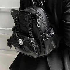 Lunivop Harajuku Aesthetic Mini Backpack Women Sweet Cute Lace Bow Chic Cat Y2k Backpacks Student Japanese Mochila Aesthetic