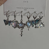 Lunivop 6PCS Bow Star Earrings Women Fashion Polaris Alternative y2k Jewelry Accessories Gift