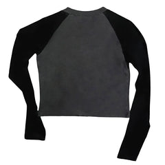 Lunivop Rhinestones Y2K High Street Harajuku Star Girl Fashion Goth Long Sleeves Crop Top Short Sexy Top 2000s Korean Popular Clothes