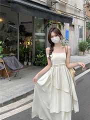 Lunivop Sweet super fairy strapless suspender dress for women in summer vacation, high waist slimming irregular cake skirt