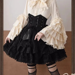 Lunivop Gothic Vintage Ruffles Long Sleeve Blouses Y2k Aesthetic Retro Tops Blusas Bow Design Elegant Lolita Shirts Women Female