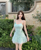 Lunivop Mini Dresses Women Flowers Lace Patchwork Slim Slash Neck Backless Party Dress Female Sexy Elegant Holiday Casual