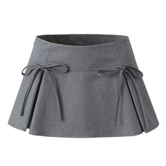 Lunivop Balletcore Mini Skirt with Bow Low Rise Boxy Pleated Short Skirt Miniskirt Summer Y2K 90s Cute Outfit
