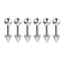 Lunivop 6PCS Stainless Steel Cartilage Earrings Set Helix Piercing Studs Straight Barbell 6mm 8mm with Ball Spike Ends Ear Jewelry