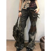 Lunivop Women Black Jeans Hip-hop Fashion Vintage Streetwear Y2K Wide Leg Jean High Waist Winter Female Trouser Baggy Denim Pants