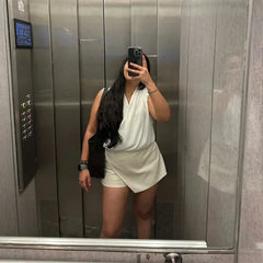 Lunivop Fashion Women's High Waist Shorts Skirts Solid Asymmetrical Side Zipper Skirts Shorts Summer Black White Mini Shorts