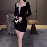 Lunivop Plus Size New Luxury Socialite Style Elegant Sexy Slimming Velvet Dress For Women Slimming Silk Gown Dress Large Size La...