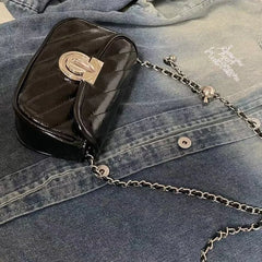 Lunivop Vintage Black Square Bag Purse Women High Street Pu Leather Chain Chic Messenger Bag Female Retro Handbag Crossbody Bags