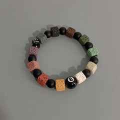 Lunivop New Trendy Personality Black Eight Dice Beaded Bracelet for Women Niche Design Volcano Stone Bracelet Elegant Cool Party Jewelry