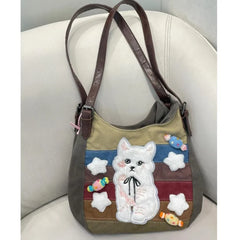 Lunivop Harajuku Cat Shoulder Bags Women Vintage Embroidery Patchwork Casual Tote Bag Handbag Female Sweet Y2k Bags Aesthetic