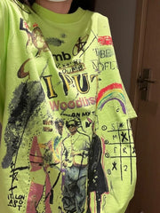 Lunivop Vintage T Shirts Women Loose Cartoon Printed Short Sleeve O Neck Tops Loose O Neck Female Summer Fashion Tshirt Casual