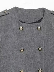 Lunivop Elegant O-neck Jackets Mini Skirts Sets Women Solid Double Breasted Jacket Suit With Pleated Skirt Lady Autumn Chic Outfits 