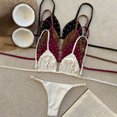 Lunivop Push Up Bikini Women 2025 Sexy Swimsuit Crochet Swimwear Female Bandeau Biquini Solid Swimming Suit Beachwear Bathingsuit Outfit