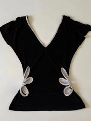 Lunivop Kawaii T-shirt Women Y2k Tops White Vintage Lace 2000s Korea Clothes Femme Cute Slim Sweet Girl Tee Harajuku Tshirts Graphic Tee