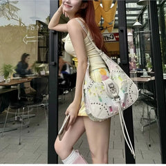 Lunivop Hot Girl Rivet Y2k Underarm Bag Purse Women Sweet Gradient Rainbow Shoulder Bags Ladies Retro Messenger Bag Aesthetic