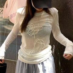 Lunivop Korean Fashion Popular O Neck Long Sleeve Casual Shirts Personality Lrregular Harajuku Print Lazy Tops Y2k Aesthetic Clothes